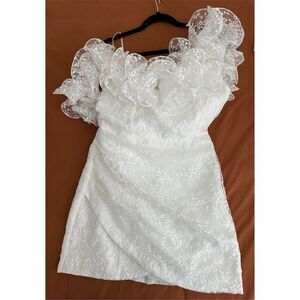 Lulus Women's White Ruffle Mini Dress Size M